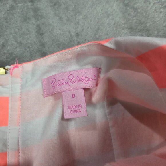 Lilly Pulitzer Dress Womens 0 Delia Sunrise Orange Stripe Wildflower Shift - Picture 2 of 11